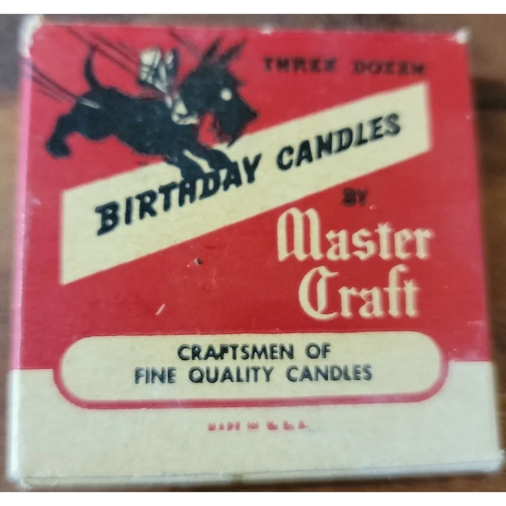 Vintage Master Craft Birthday Candles Koppers Co Scottie Dog Box White